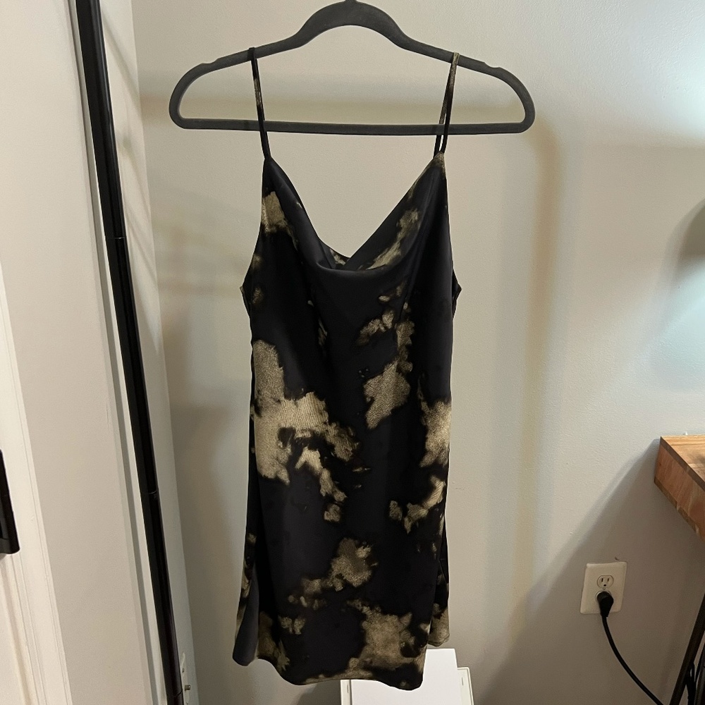 UO mallory cowl slip dress (brown print)